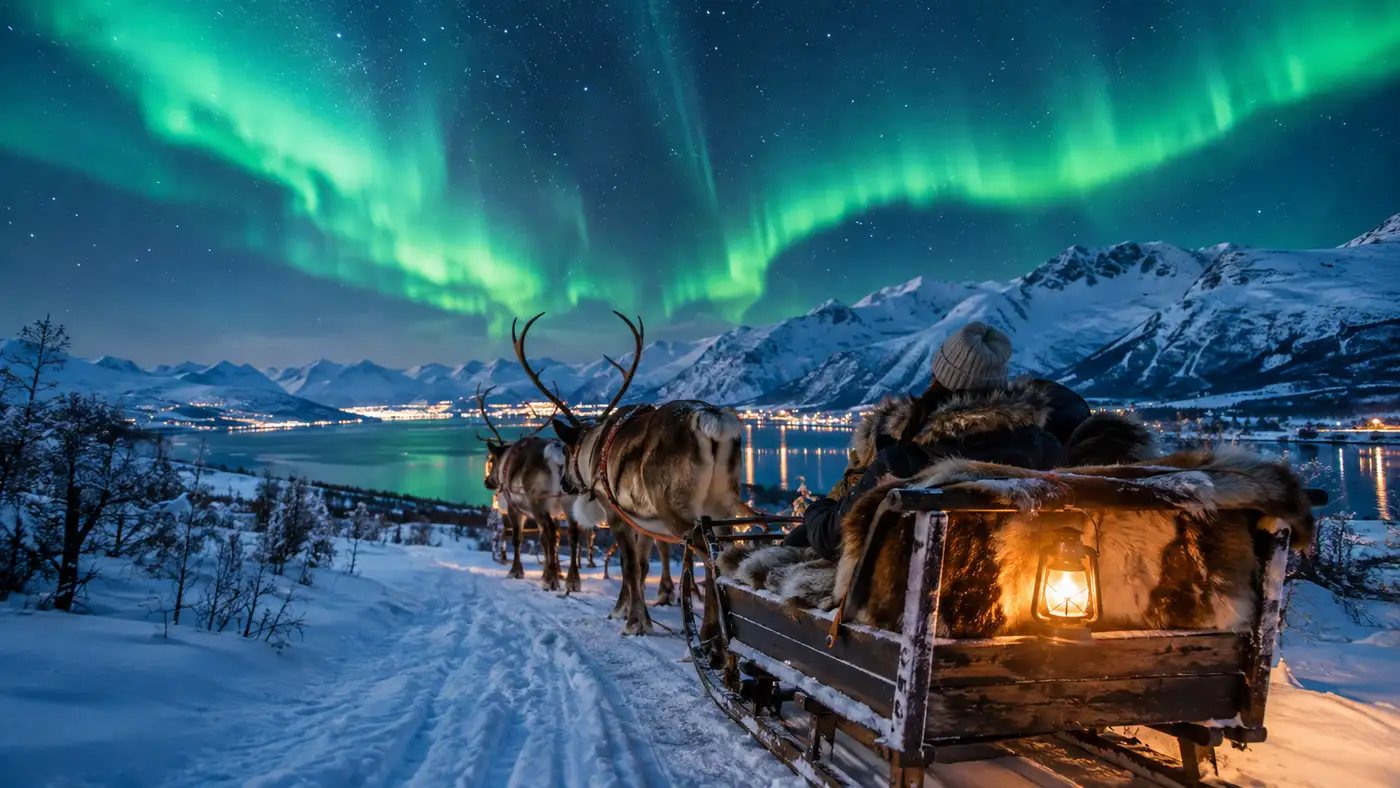 Night Reindeer Sledding in Tromsø and Northern Lights Tours